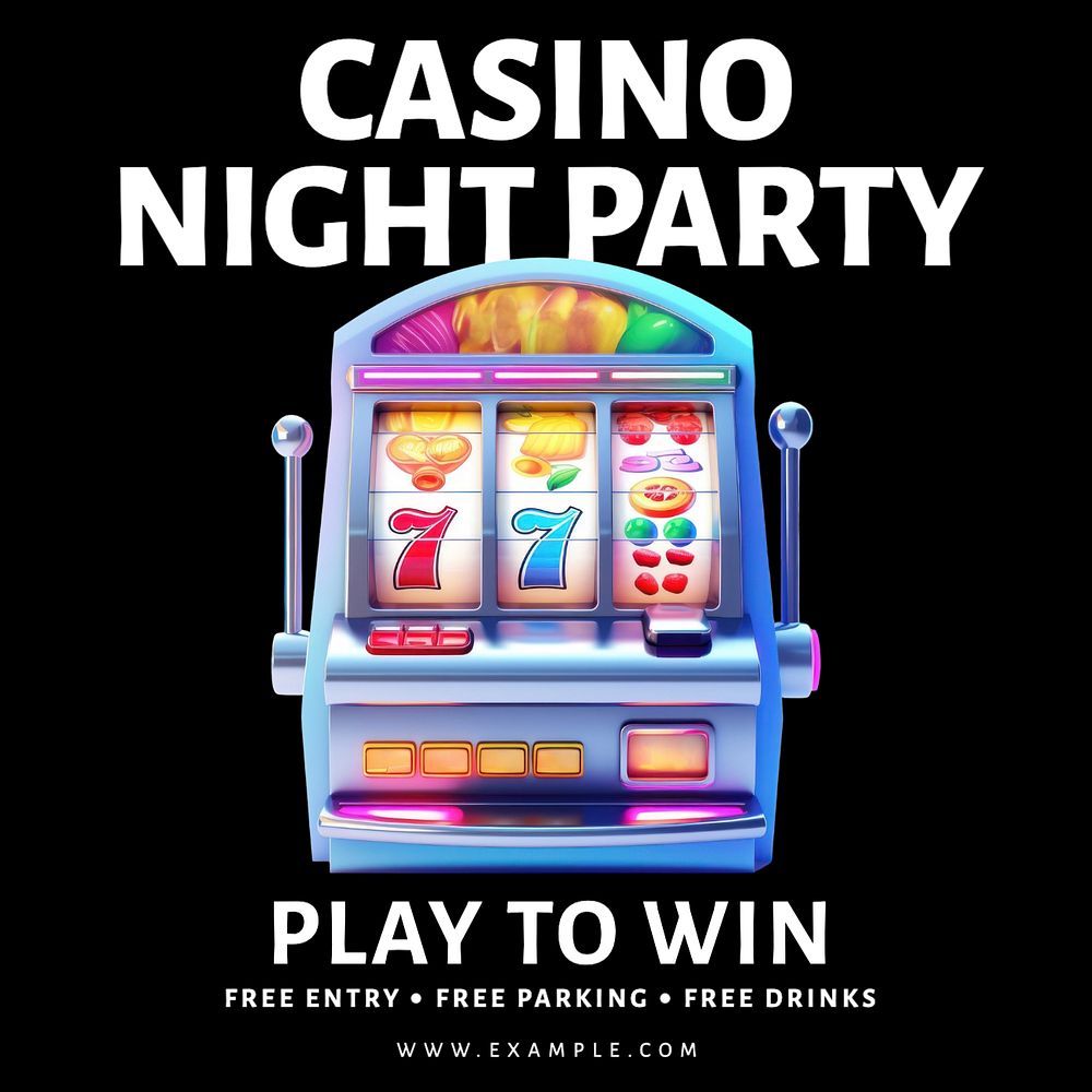 Casino night party Instagram post template, editable text