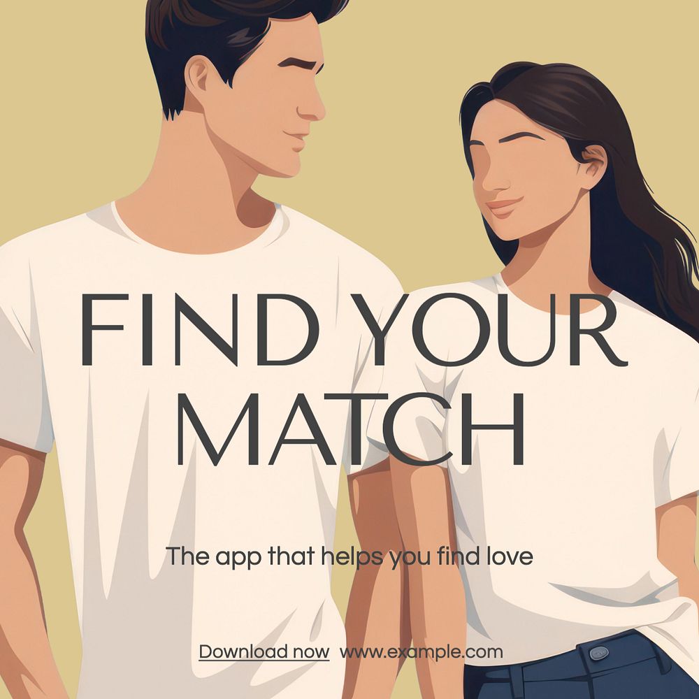 Dating app Instagram post template, editable text