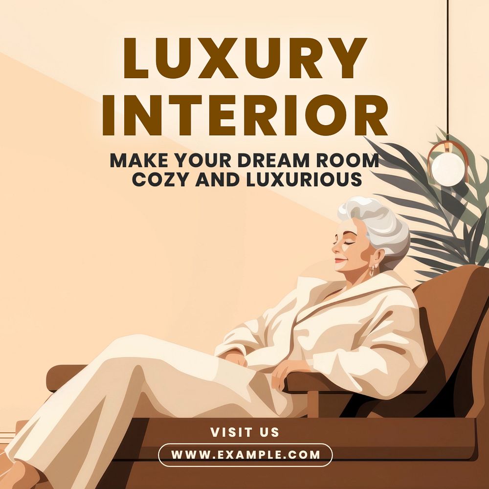 Luxury interior Instagram post template, editable text