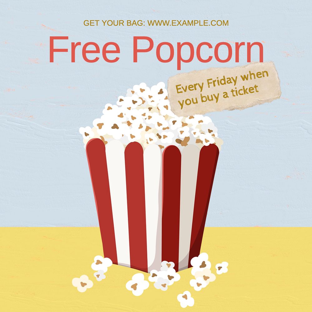 Free popcorn Instagram post template, editable text