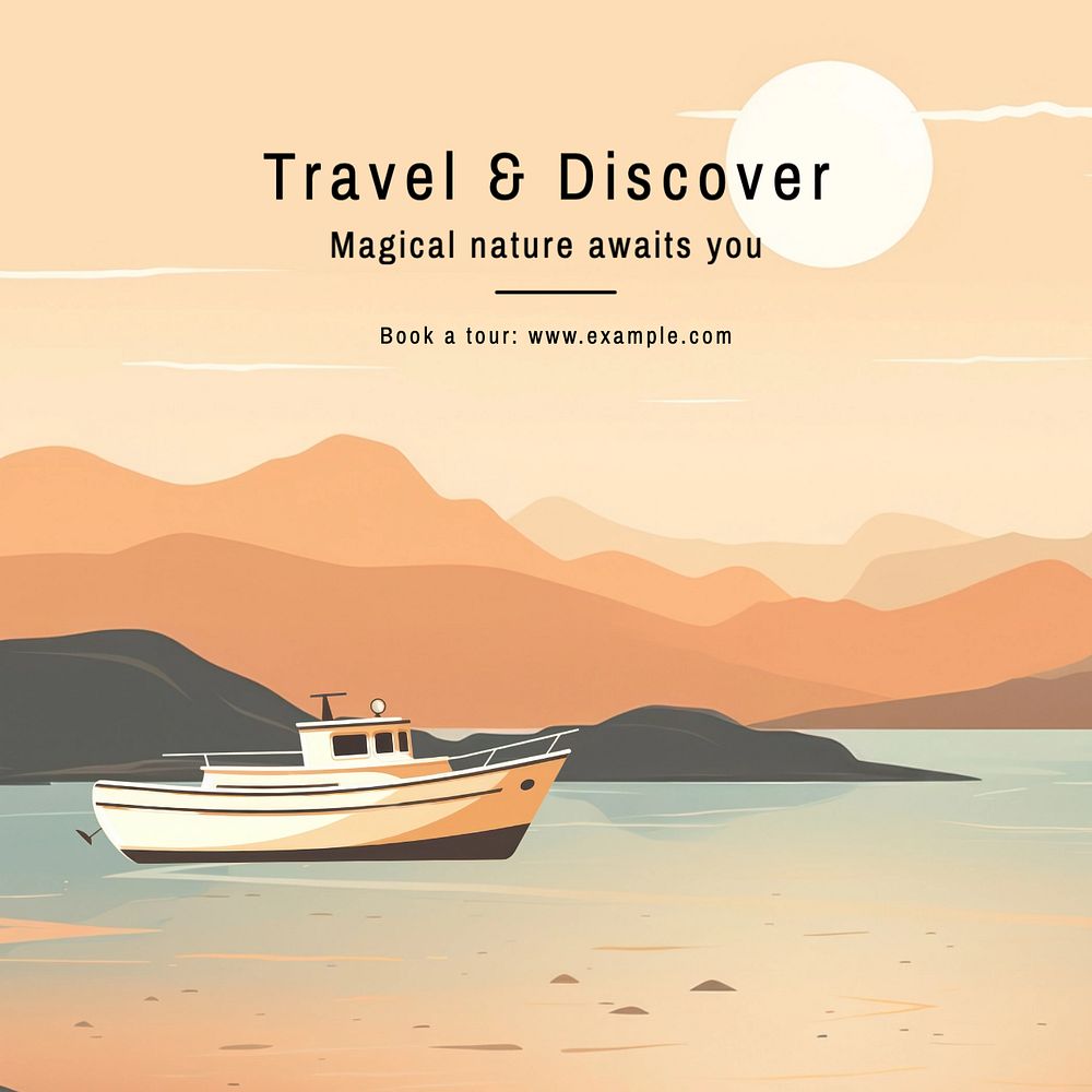 Travel & discover Instagram post template, editable text