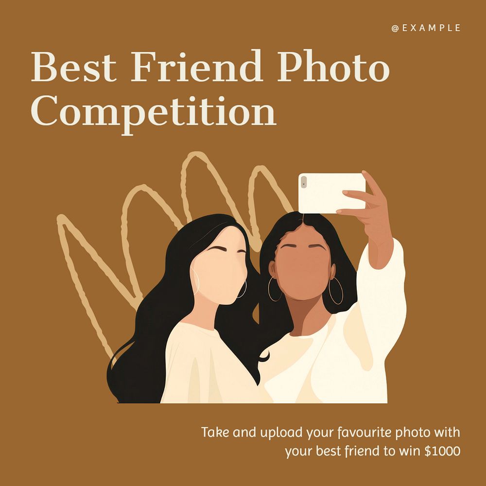 Photo competition Instagram post template, editable text