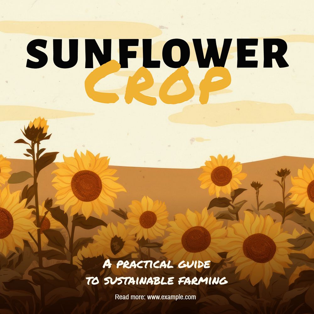 Sunflower farming sustainable Instagram post template, editable text