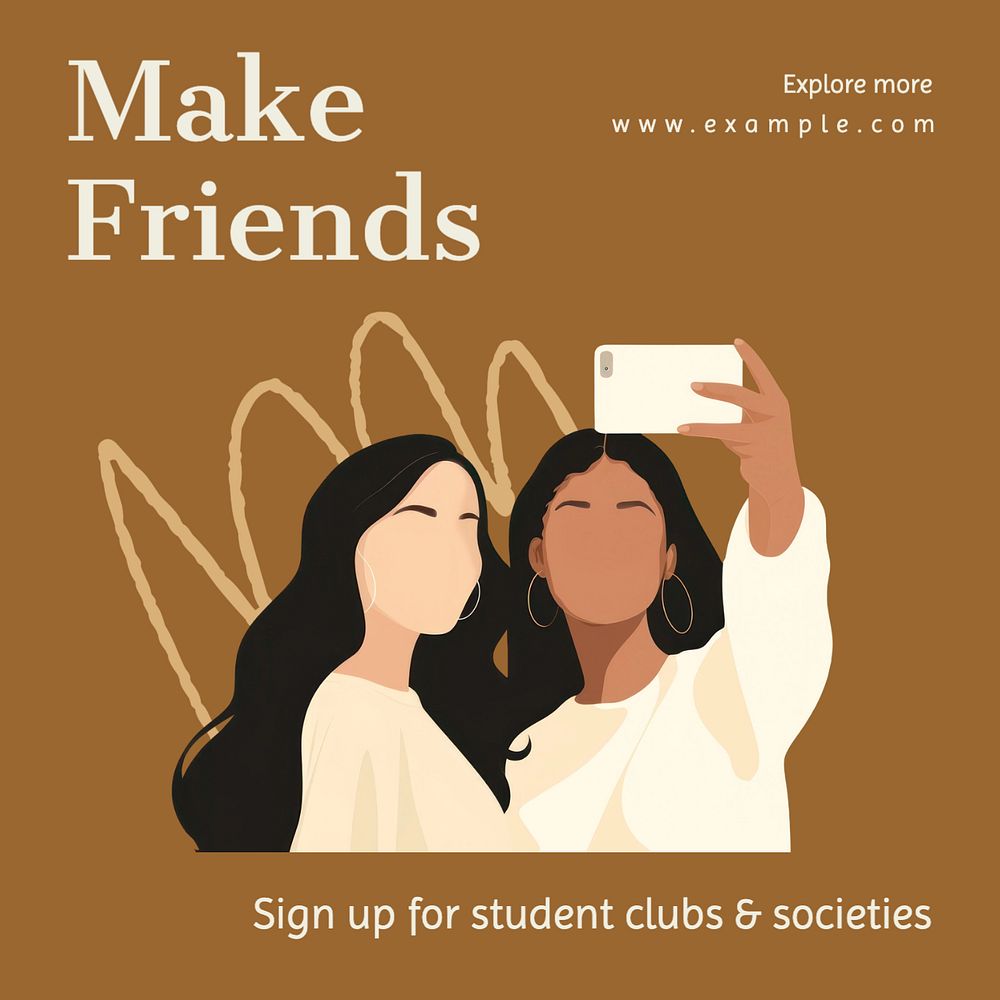 Make friends Instagram post template, editable text