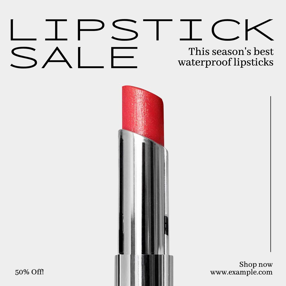 Lipstick sale Instagram post template, editable text