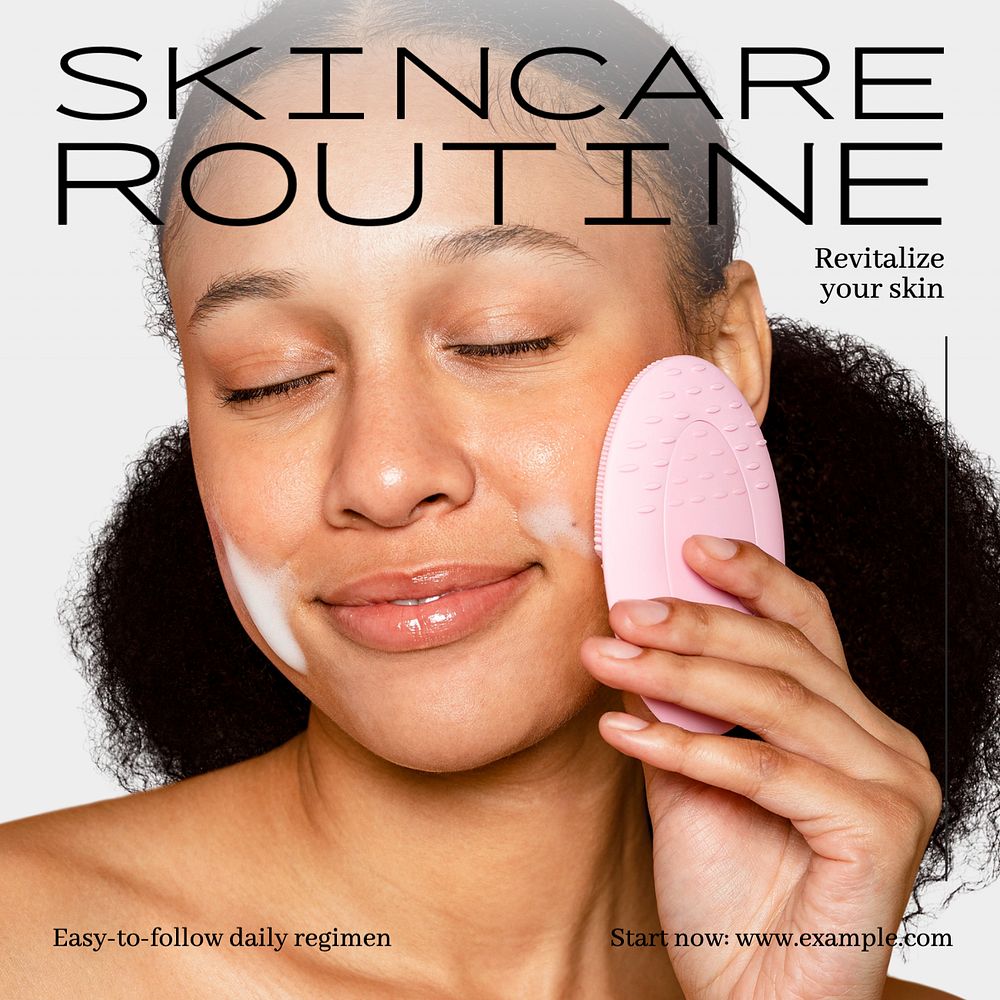 Skincare routine Instagram post template, editable text