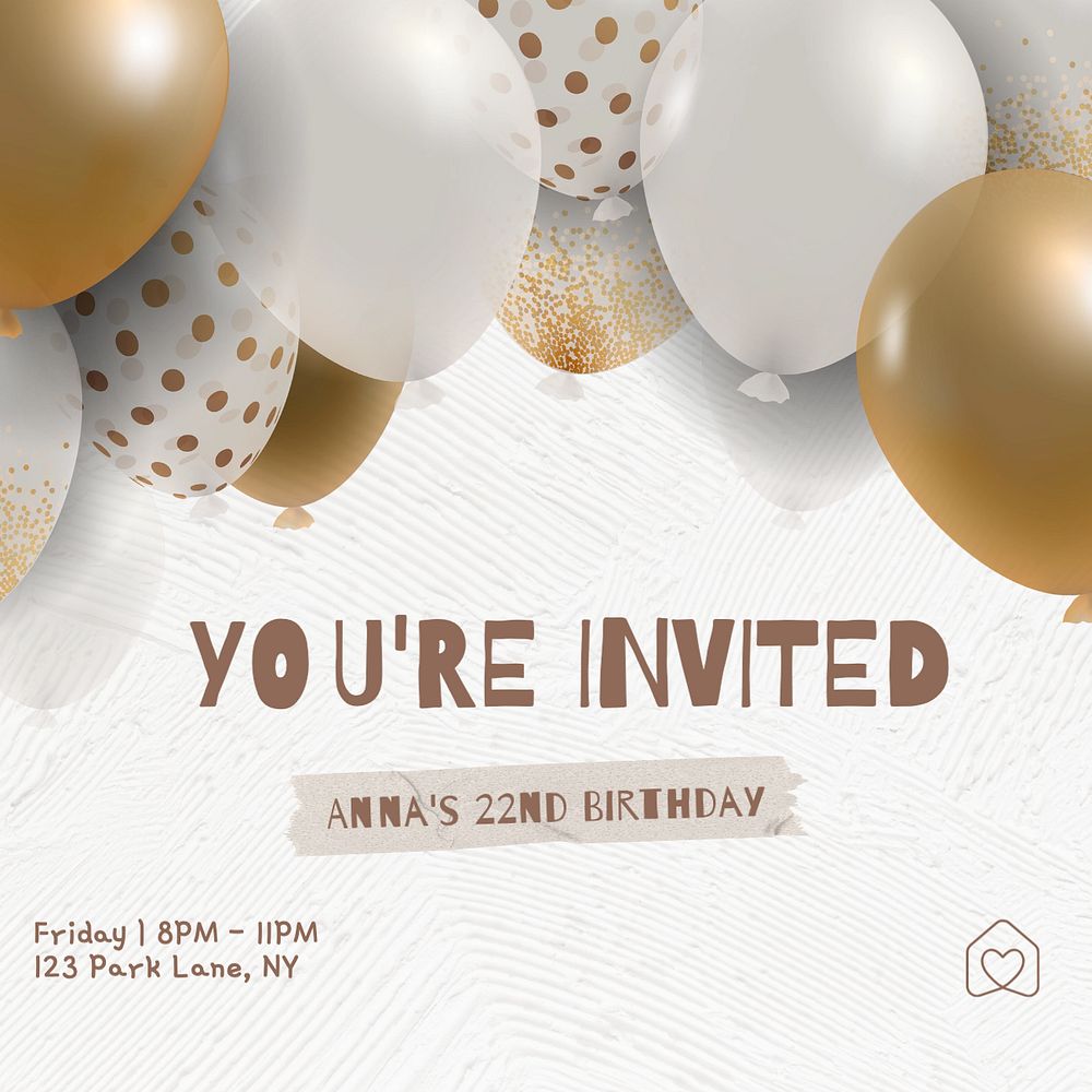 Birthday party Instagram post template, editable text