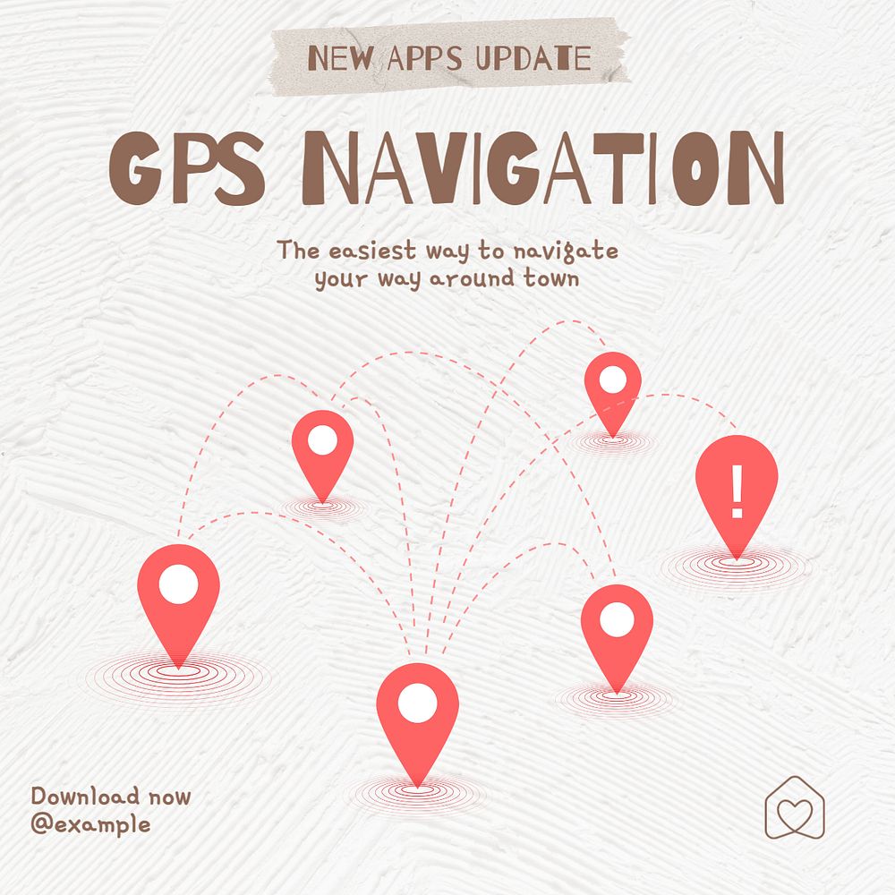 GPS navigation Instagram post template, editable text