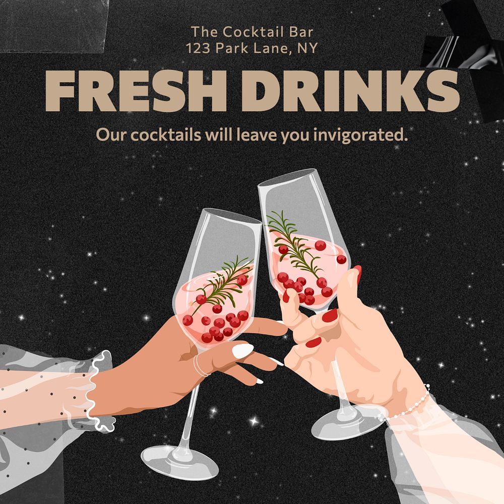 Fresh drinks Instagram post template, editable text