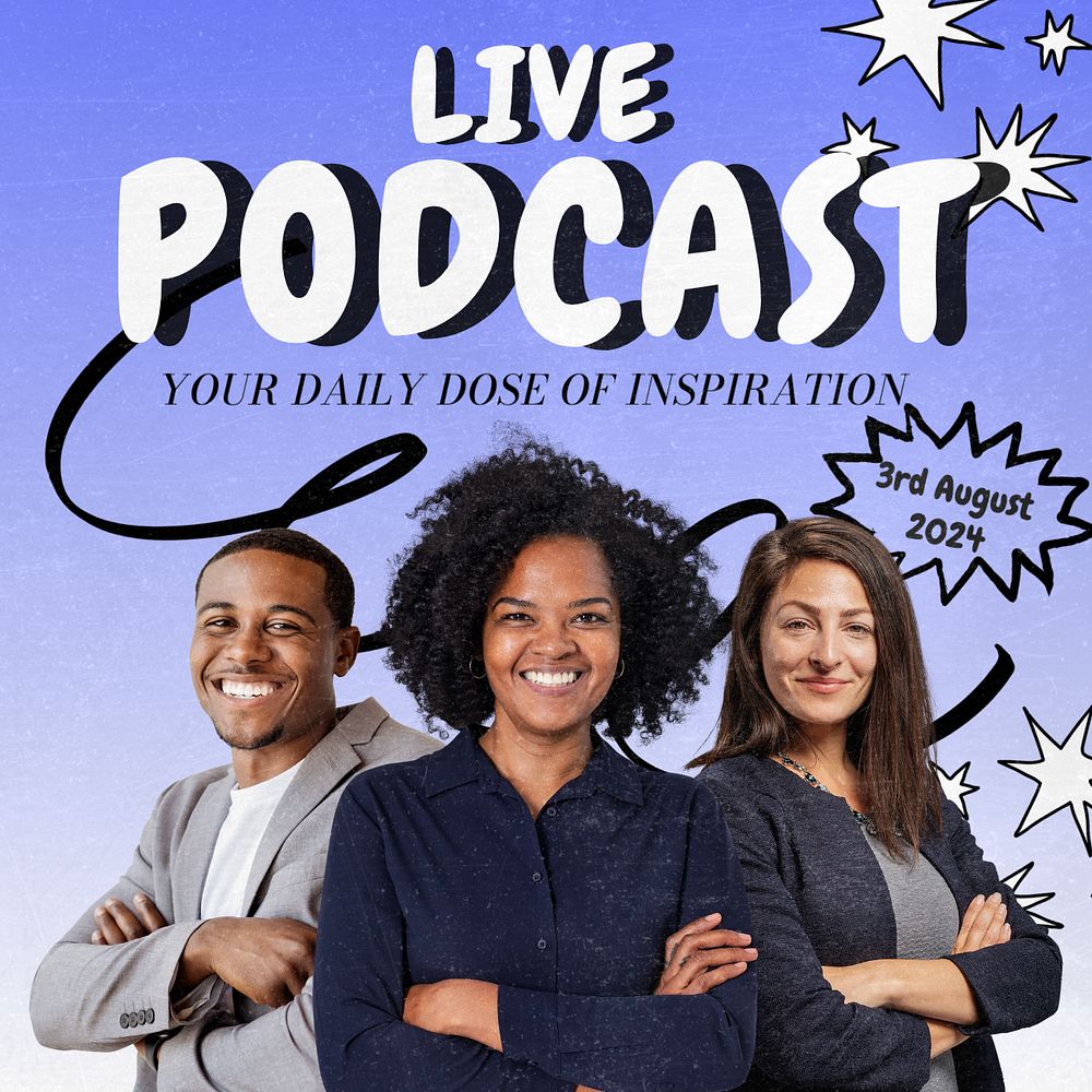 Live podcast Instagram post template, editable text