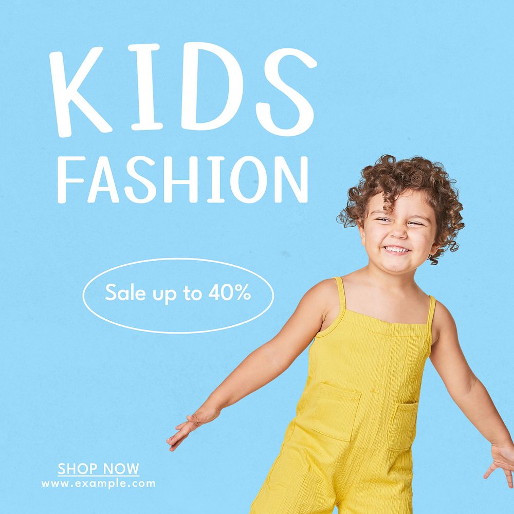 Kids fashion Instagram post template, editable text