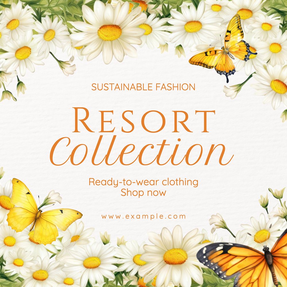 Resort collection Instagram post template, editable text