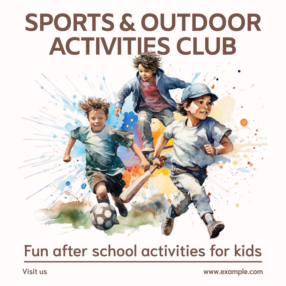 Kids sports club Instagram post template, editable text