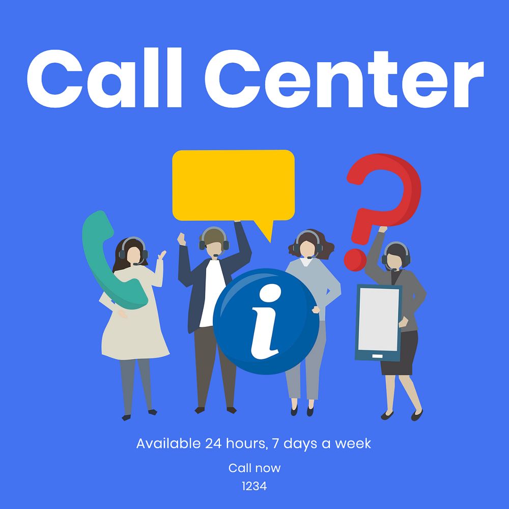 Call center Instagram post template, editable text