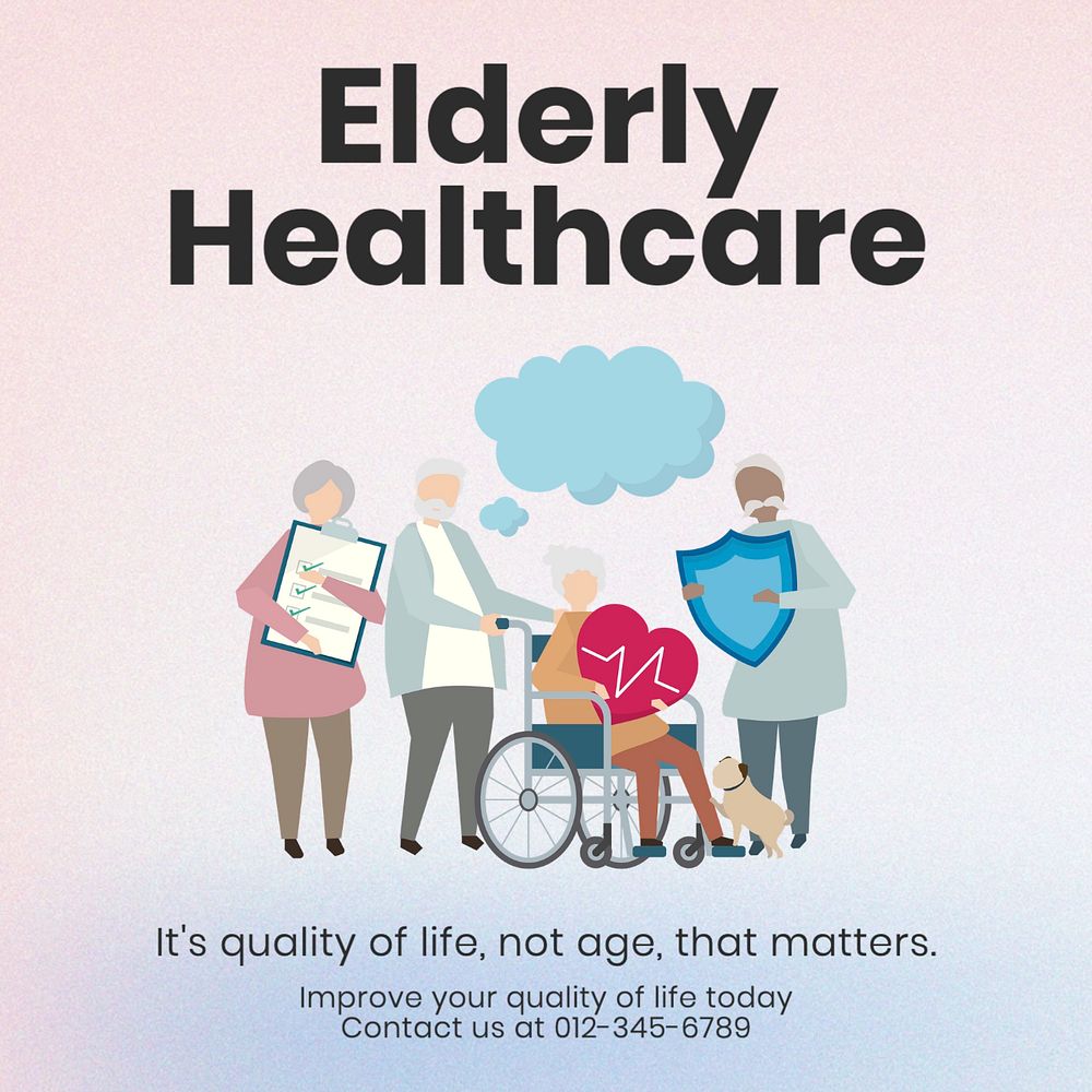 Elderly healthcare Instagram post template, editable text