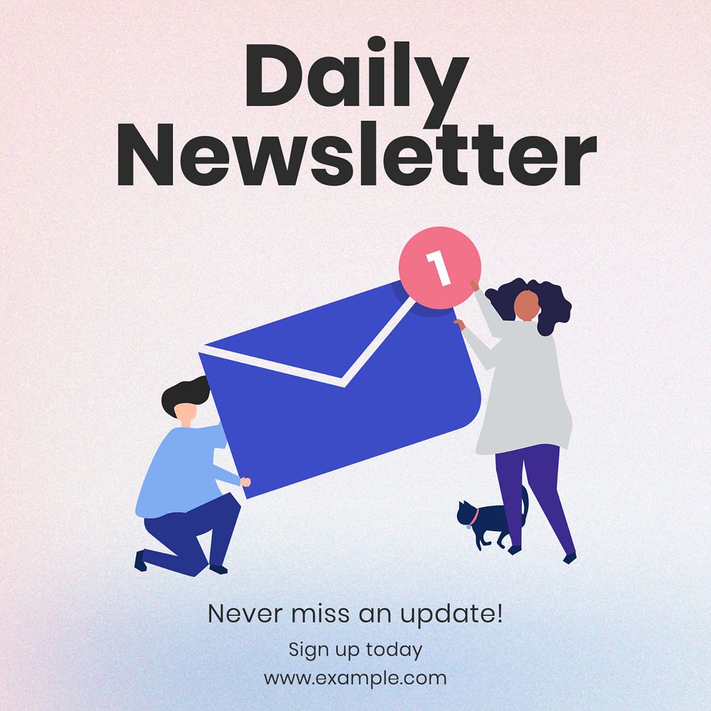 Daily newsletter Instagram post template, editable text