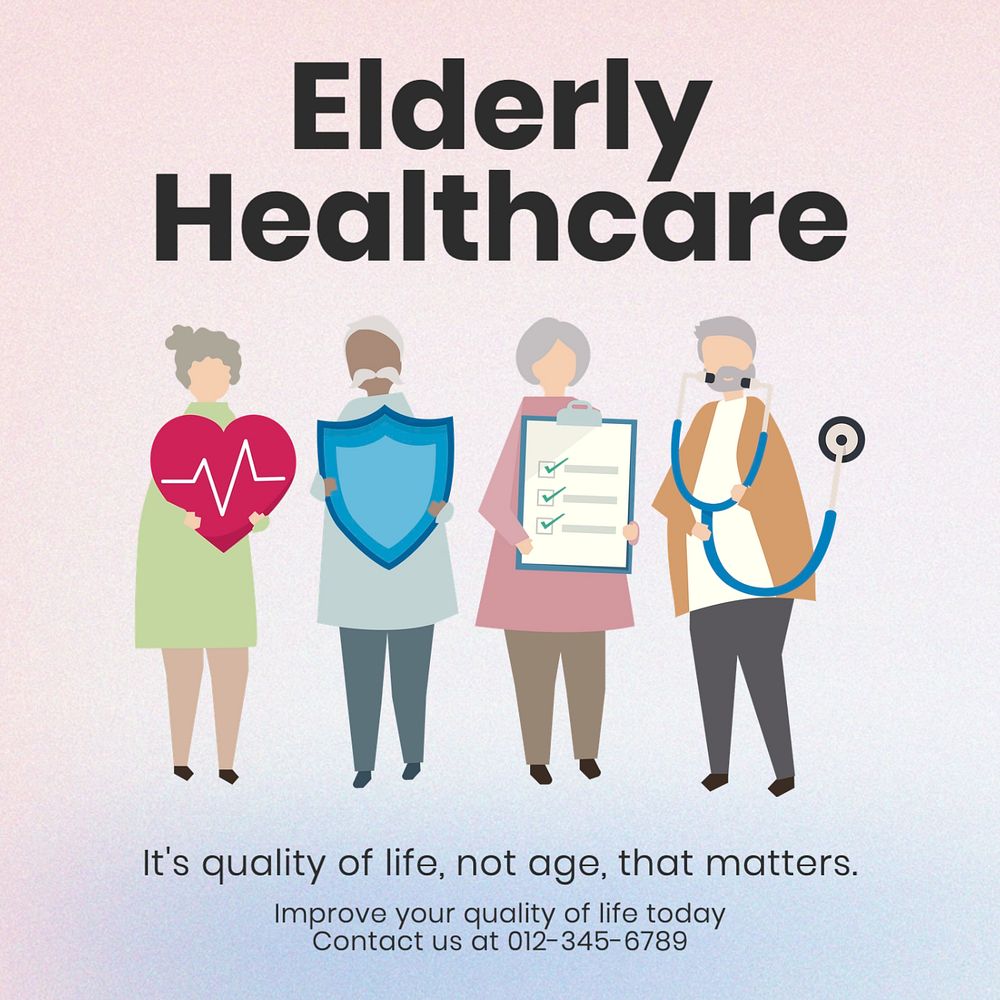 Elderly healthcare Instagram post template, editable text