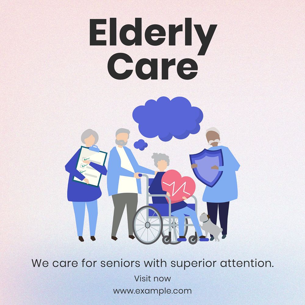 Elderly care Instagram post template, editable text