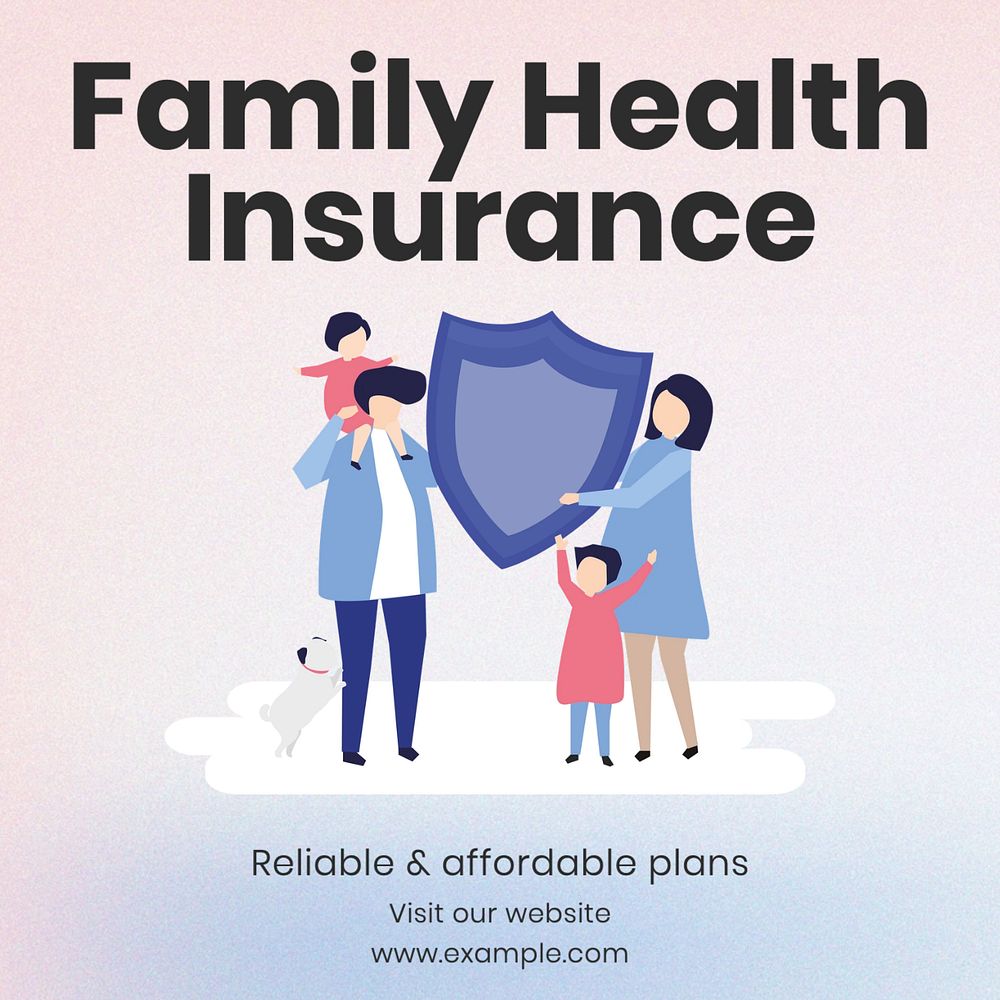 Family health insurance Instagram post template, editable text