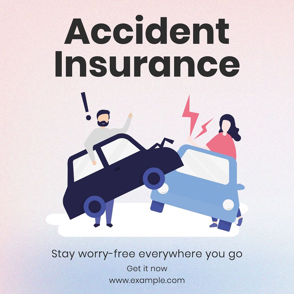 Accident insurance Instagram post template, editable text