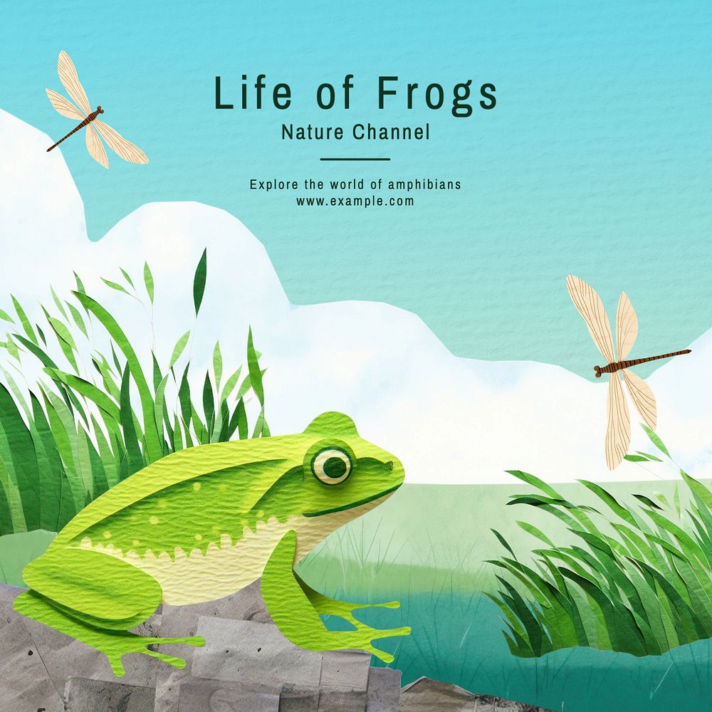 Frog documentary Instagram post template, editable text