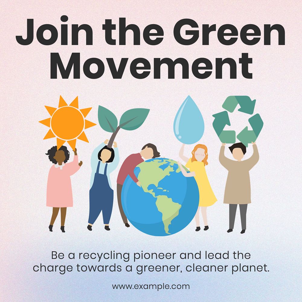 Green movement Instagram post template, editable text