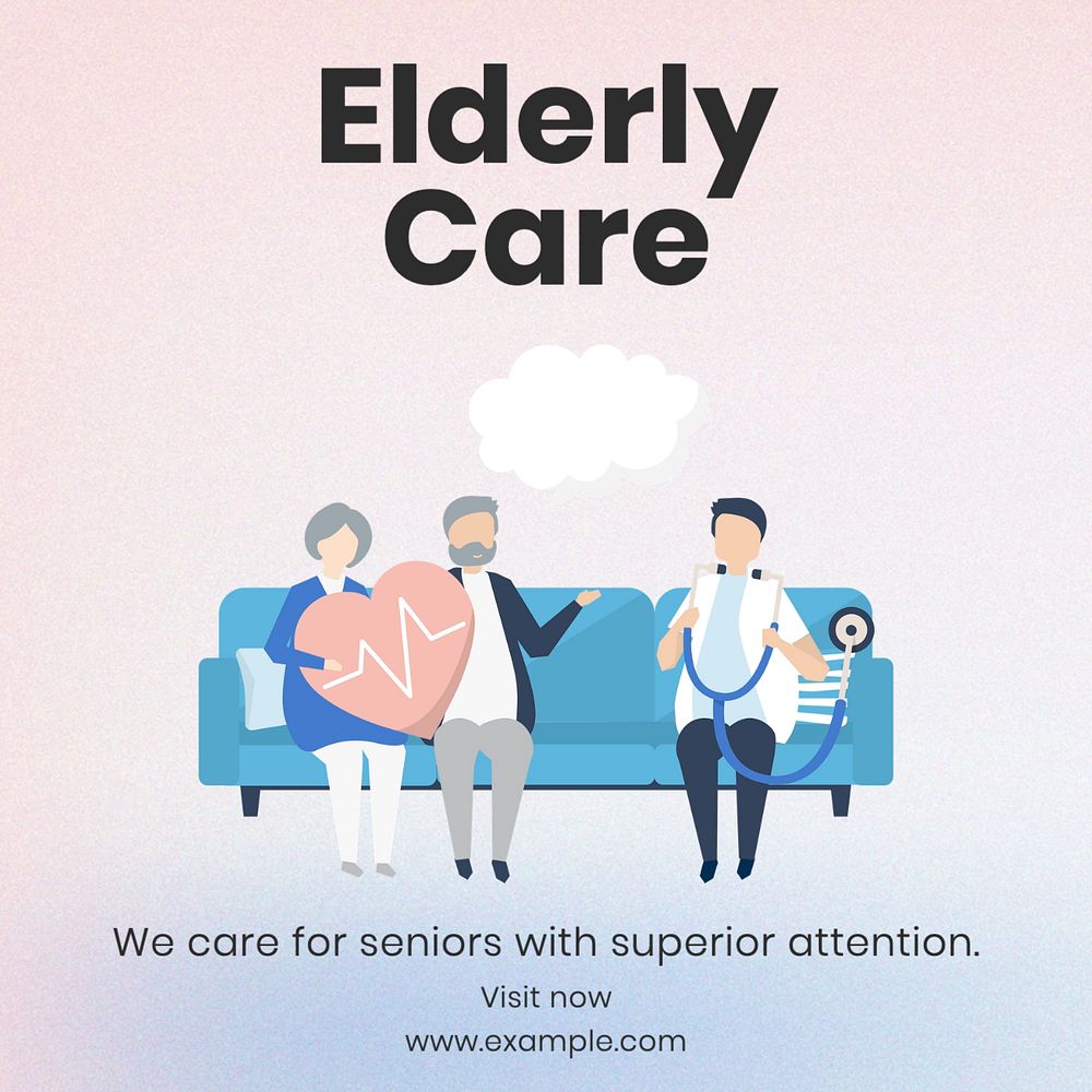 Elderly care Instagram post template, editable text