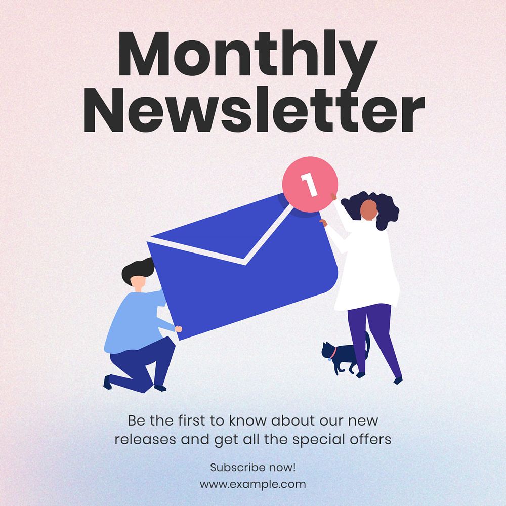 Monthly newsletter Instagram post template, editable text