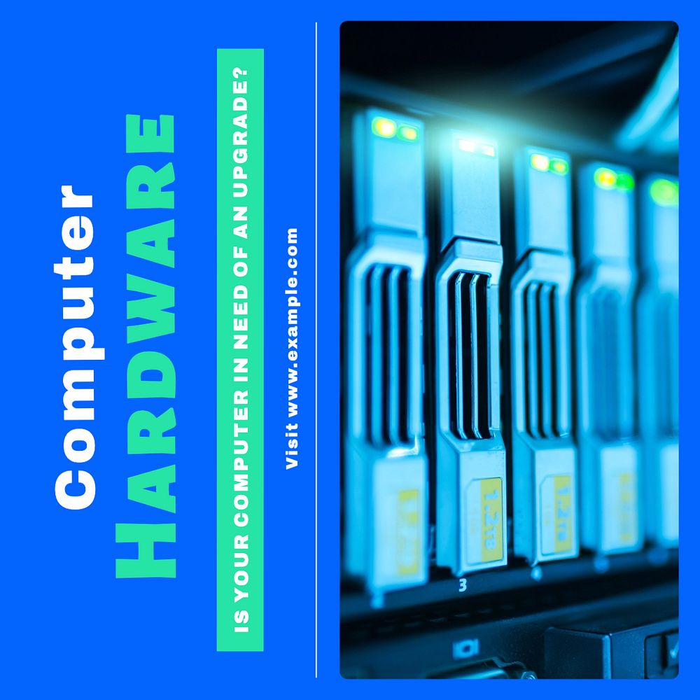 Computer hardware Instagram post template, editable text