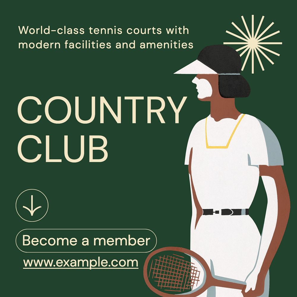 Country club Instagram post template, editable text