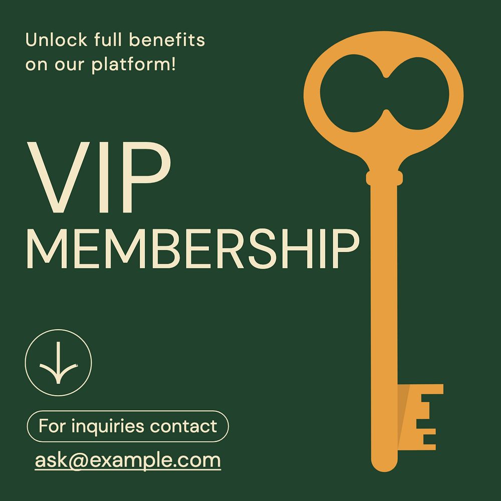 VIP membership Instagram post template, editable text