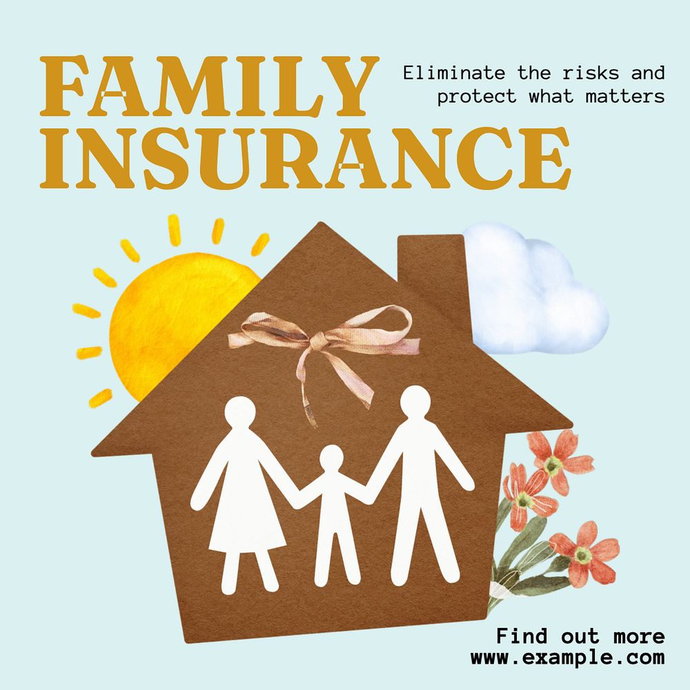 Family insurance Instagram post template, editable text