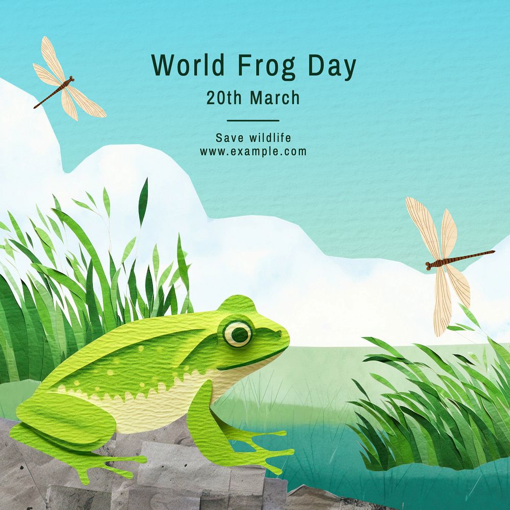 World frog day Instagram post template, editable text