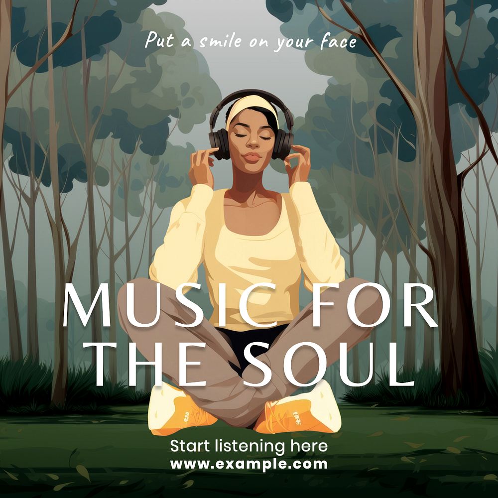 Soul music radio Instagram post template, editable text