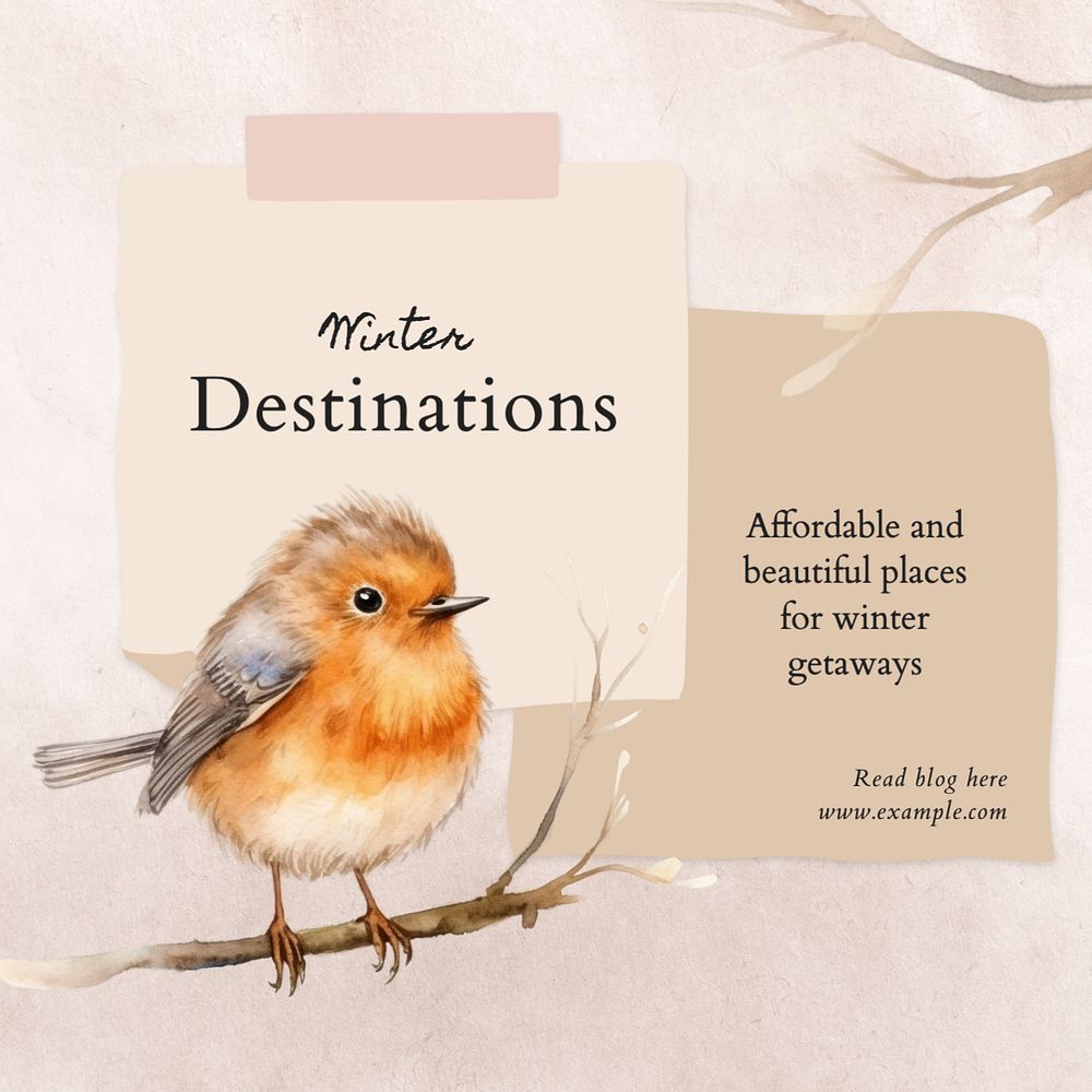 Winter destination Instagram post template, editable text