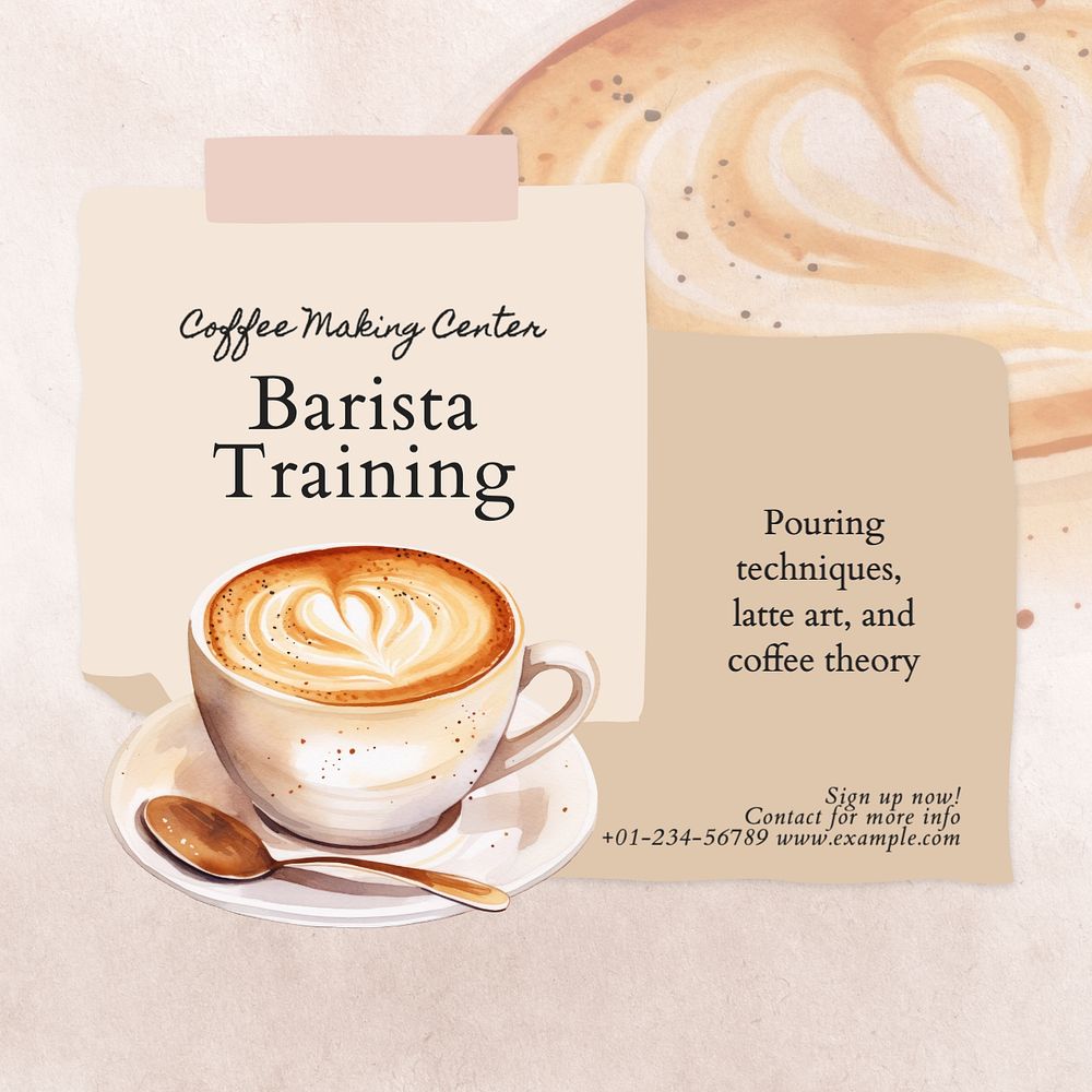 Barista training Instagram post template, editable text