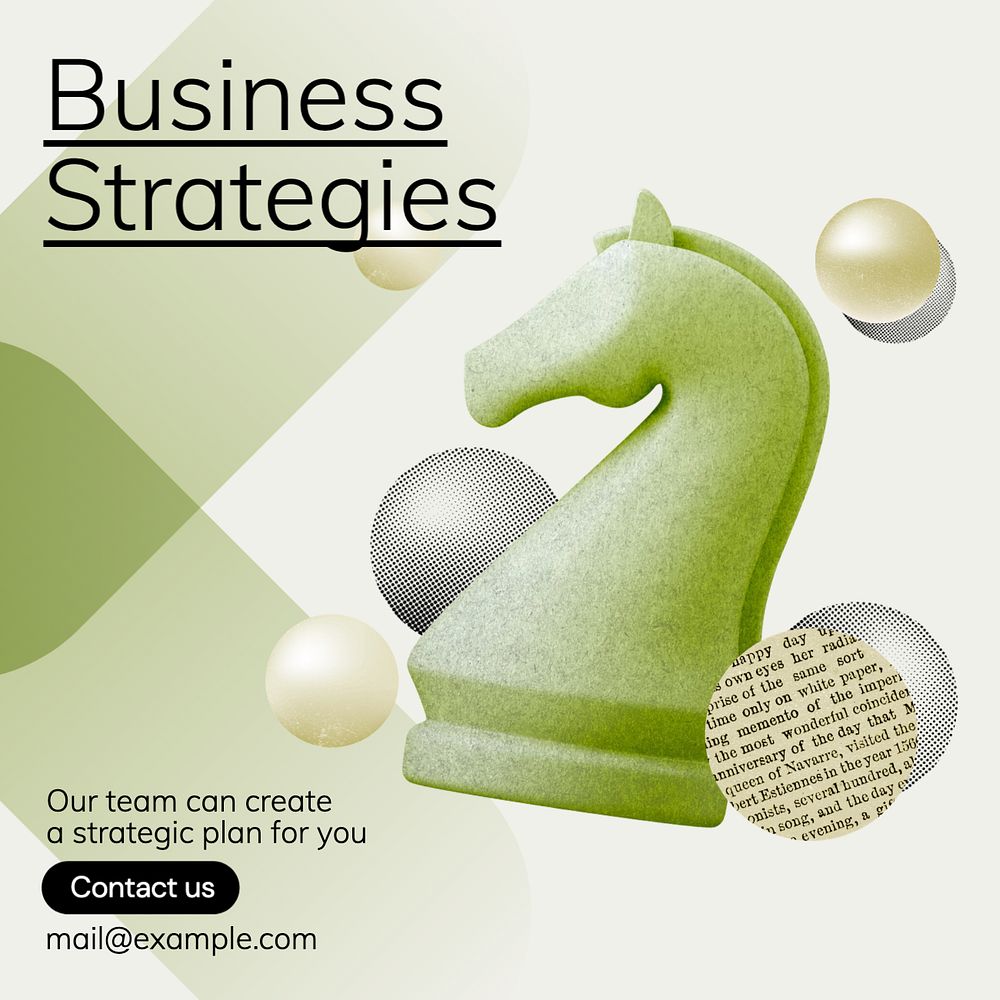 Business strategies Instagram post template, editable text