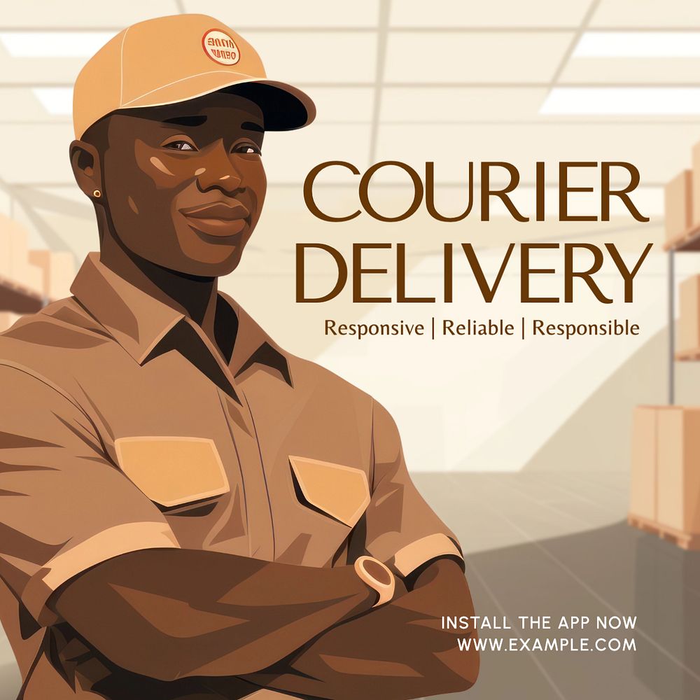 Courier delivery Instagram post template, editable text