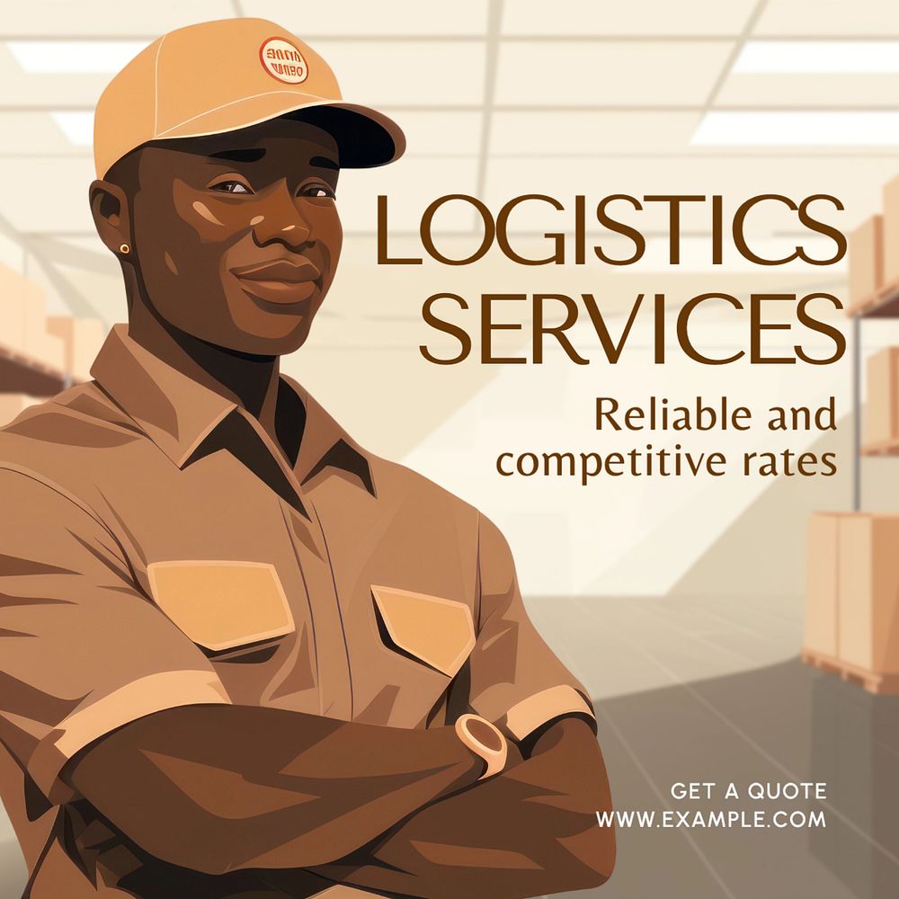 Logistic services Instagram post template, editable text