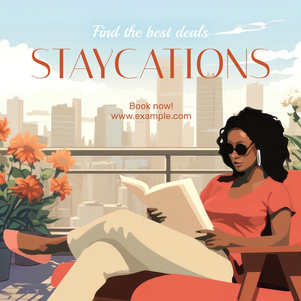 Staycations Instagram post template, editable text