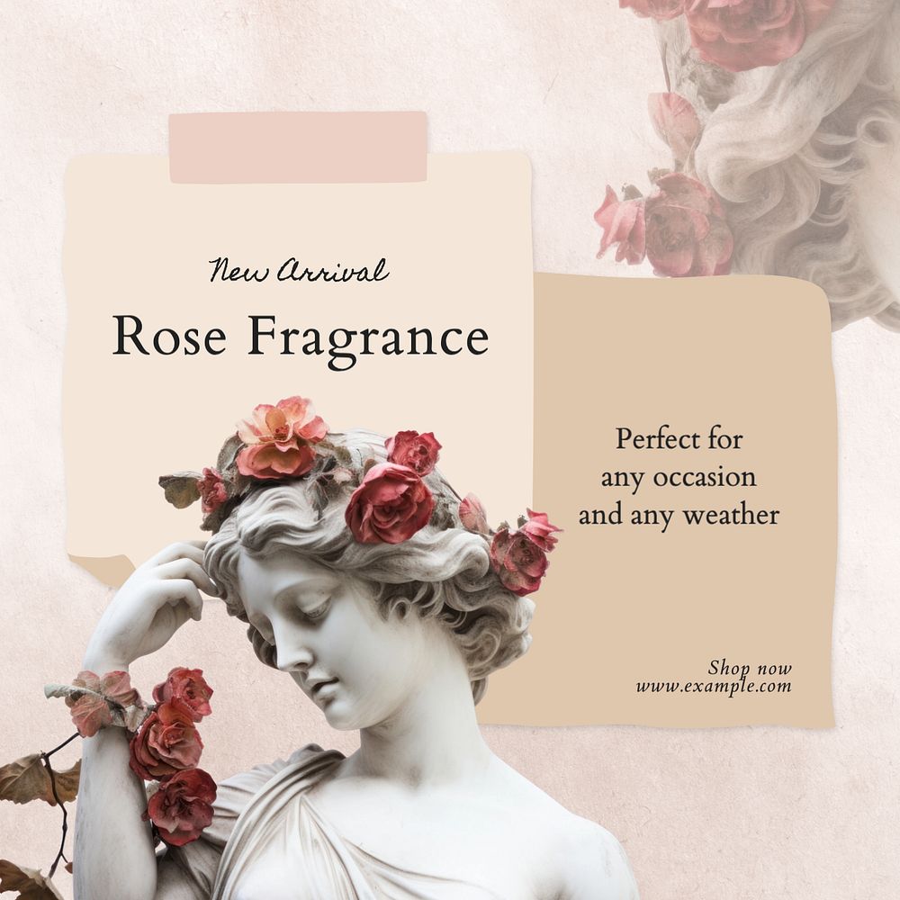 Rose fragrance Instagram post template, editable text