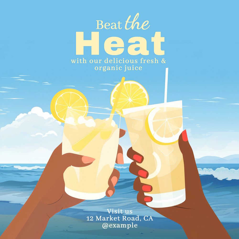 Summer drink Instagram post template, editable text