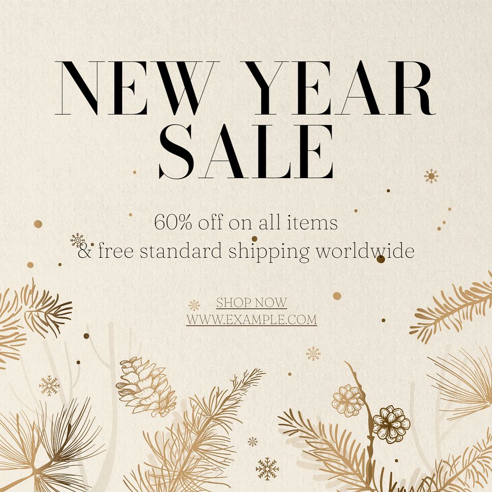 New Year sale Instagram post template, editable design