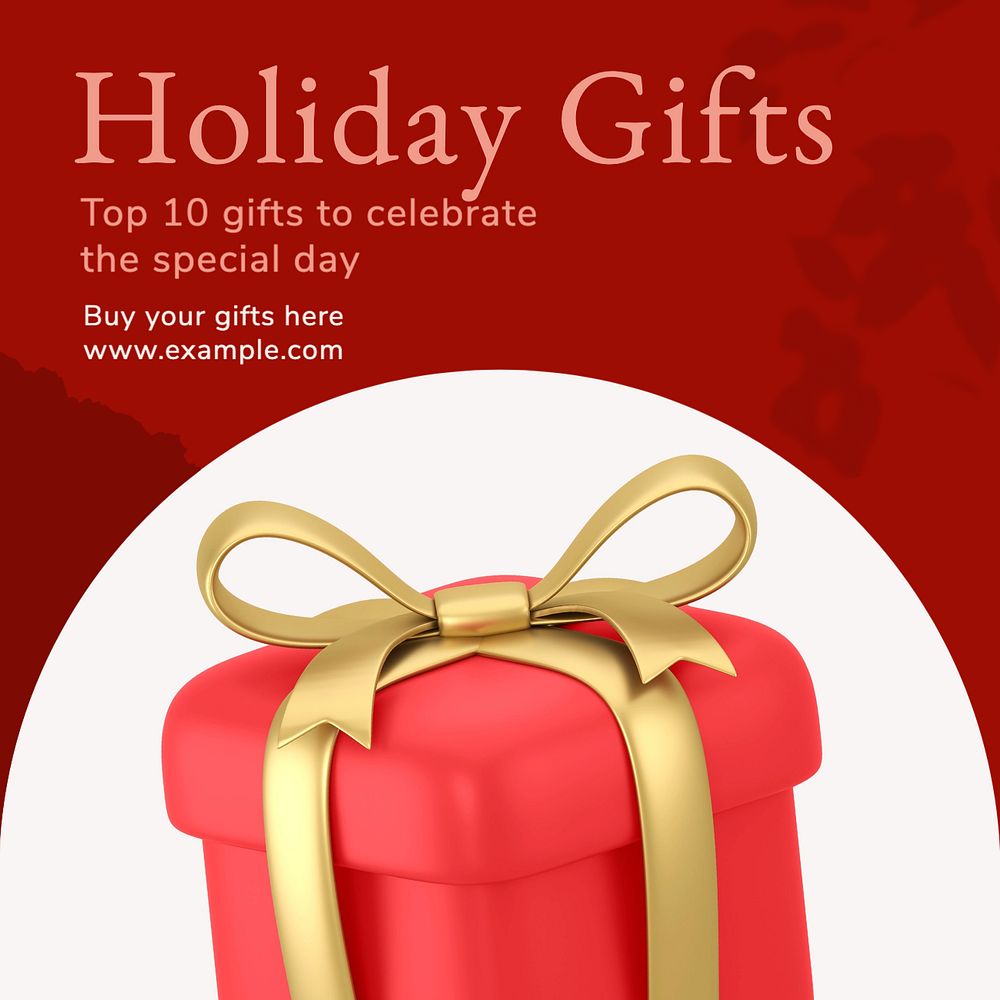 Holiday gifts Instagram post template, editable text