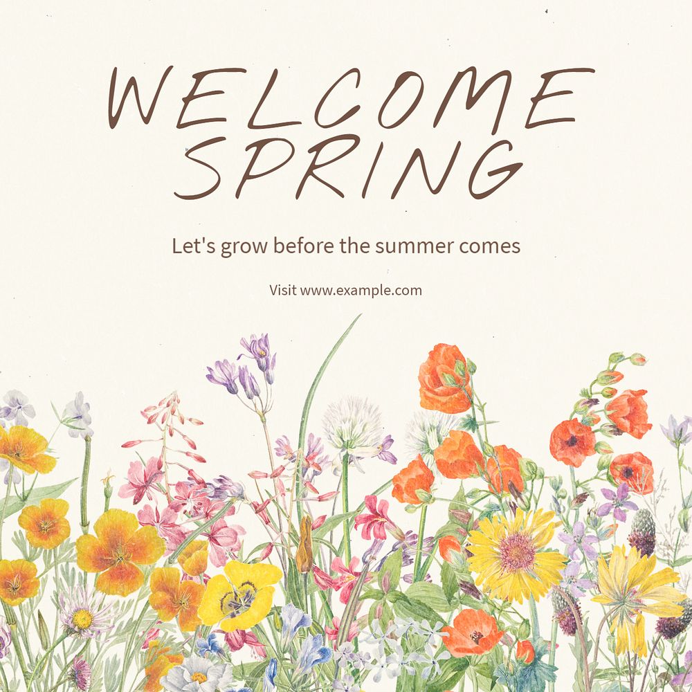 Welcome spring Instagram post template, editable design