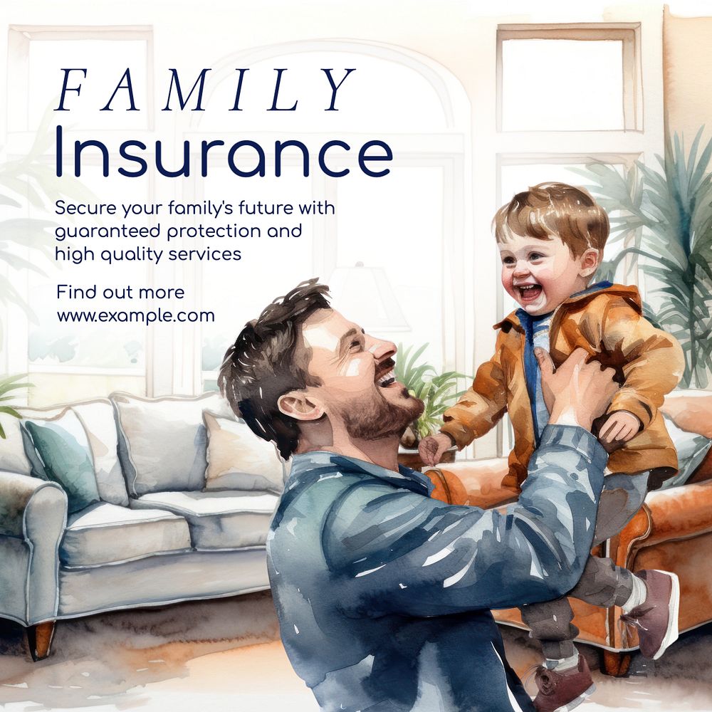 Family insurance Instagram post template, editable text