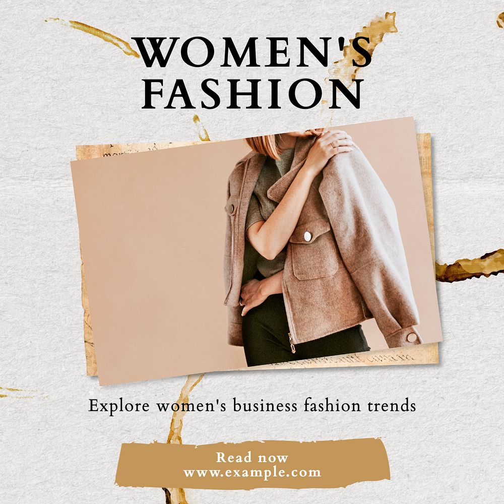 Women's business fashion Instagram post template, editable text