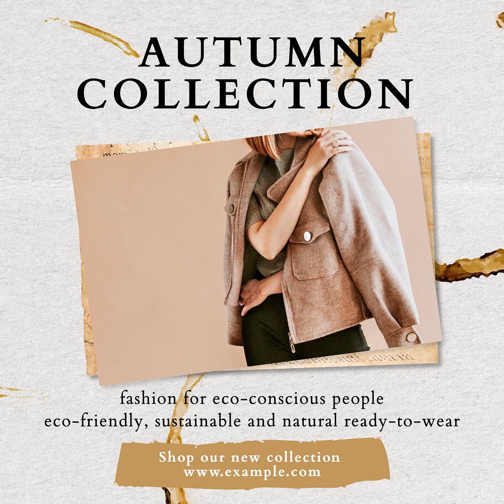 Autumn collection Instagram post template, editable text