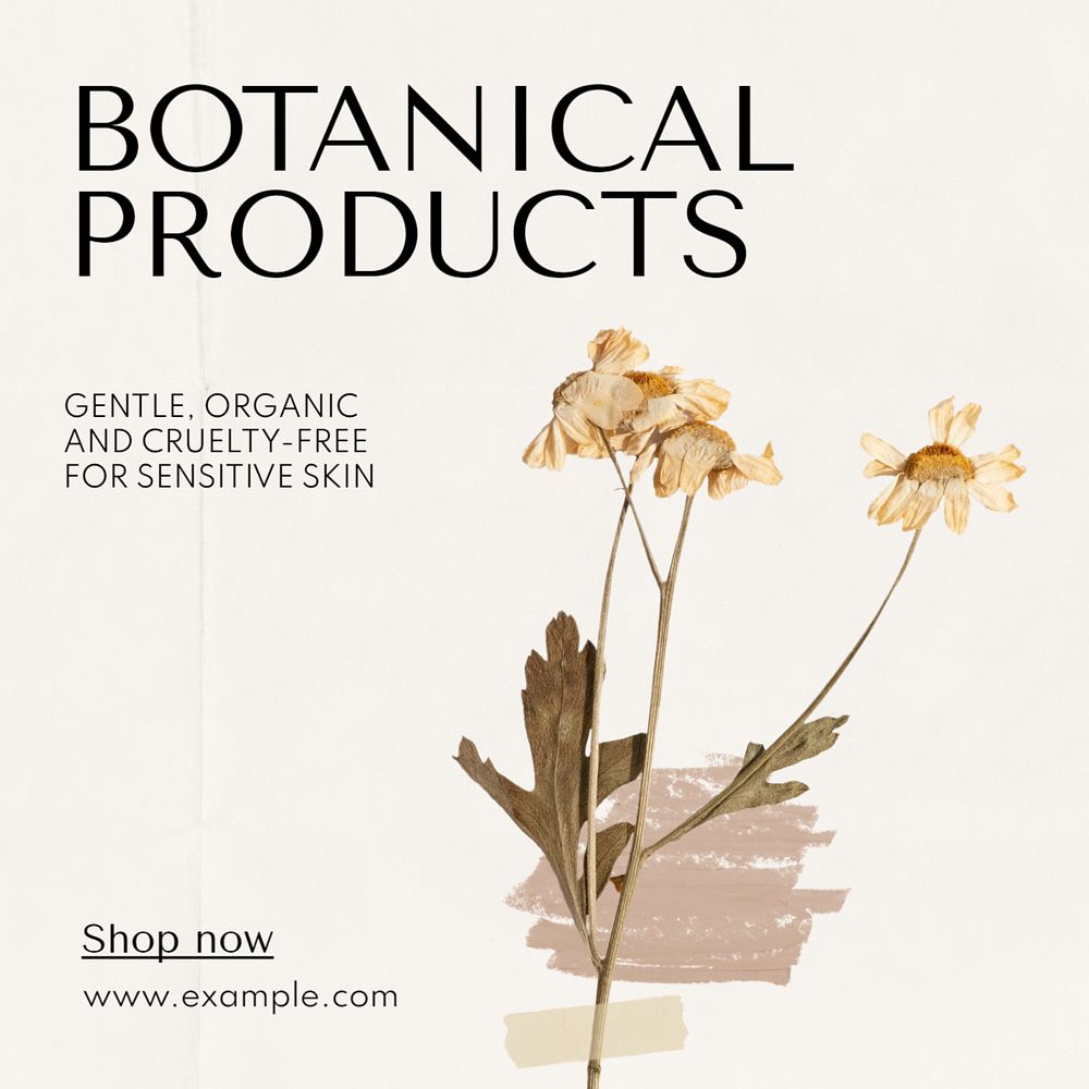 Botanical products Instagram post template, editable design