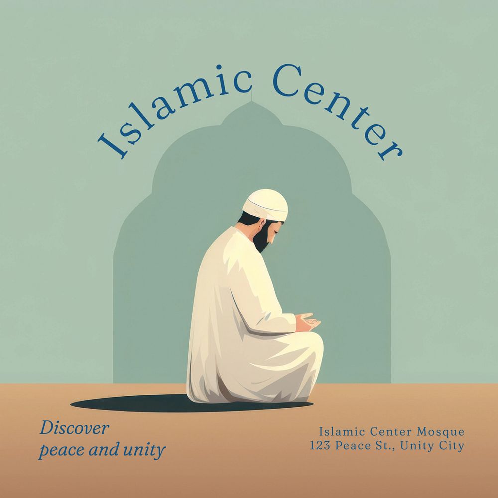 Islamic center Instagram post template, editable text